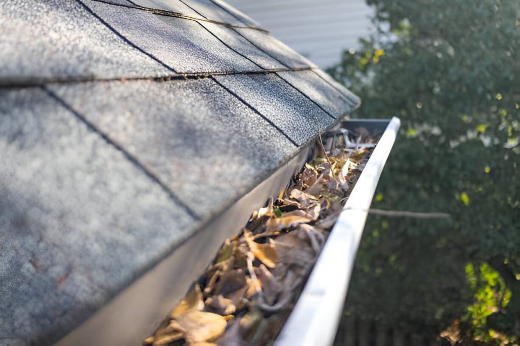 Gutters Filled with Leaves in Need of Cleaning
