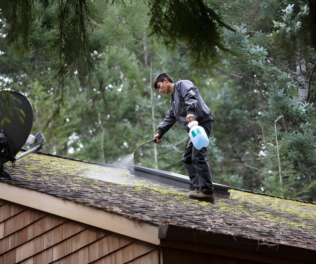 Cleaning moss from roof