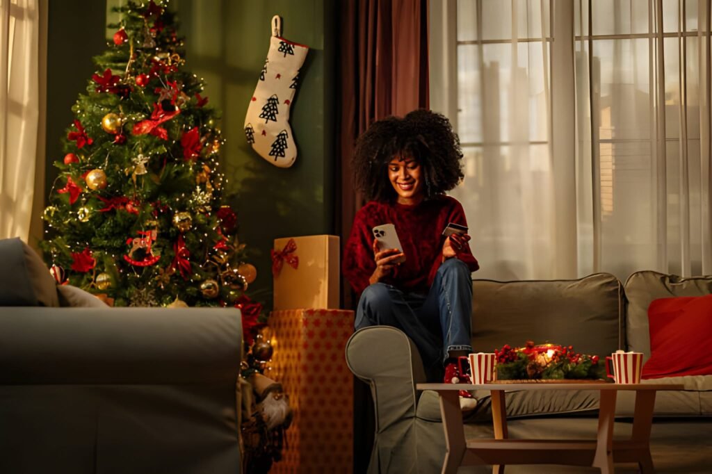 Young Adult Enjoying Festive Holiday Atmosphere